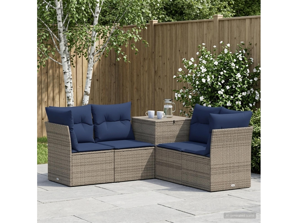 Vidaxl Conjunto De Sofás 5 Unid. Cinza E Azul Marinho