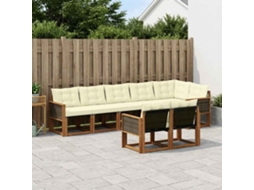 Vidaxl Conjunto De Sofás Para Exterior 8 Unid. Natural E Creme