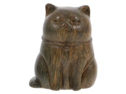 Adorno De Gato De Madeira Em Sândalo Verde Para Mesa De Escritório - Decorativo E Durável