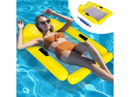 Rede Inflável Amarela Para Piscina, Rede Flutuante, Cama Inflável Flutuante 4 Em 1, Rede Aquática, Cadeira Flutuante Para Piscina