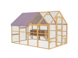 Galinheiro De Madeira Com Área Externa, Trava De Segurança, Porta, 4 Ninhos, Para 8 A 12 Galinhas, Aproximadamente 2,8 X 1,8 X 1,9 M, Amarelo