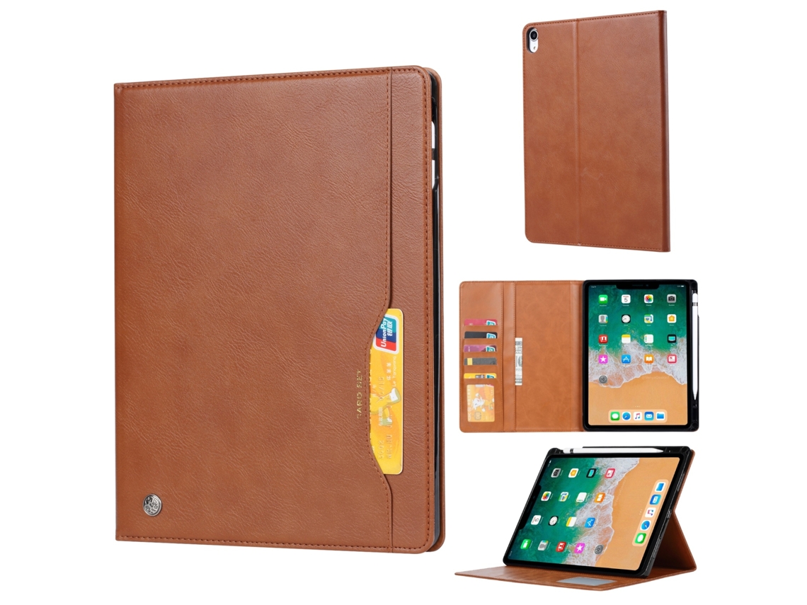 Capa Para Ipad Mini 6 Estojo Em Couro Com Suporte Castanho Elysve