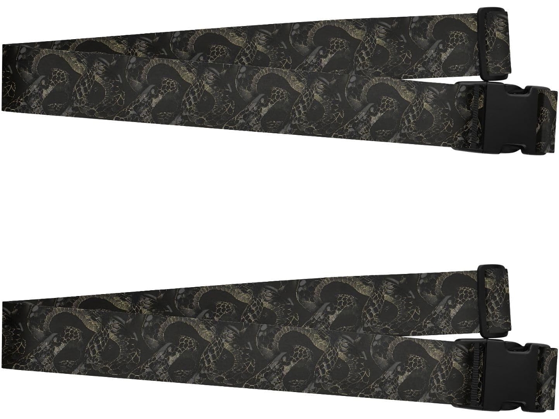 Conjunto De 2 Cintas Bagagem Cobra Midnight Black Gold Em Estilo Vintage, Cintas Ajustáveis Viagens Resistentes