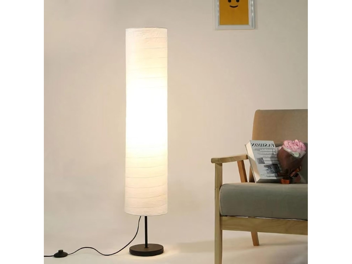 Luminária De Chão Papel 46 Polegadas Com Lâmpada Led 9w, 3 Temperaturas De Cor, Base E Interruptor De Pé Liga Desliga