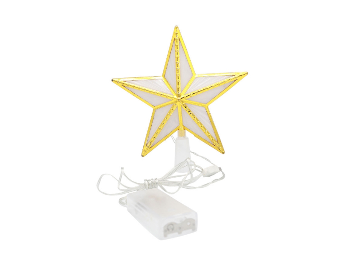 Estrela De Natal Topo De Árvore Com Luzes 15cm