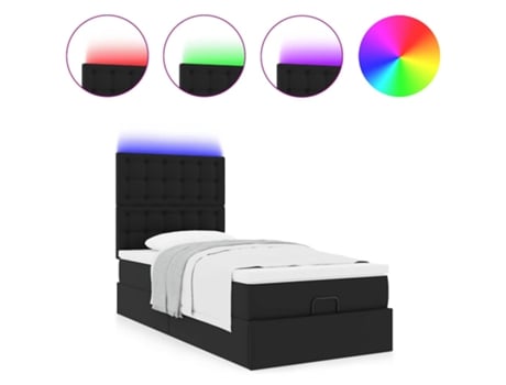 Estrutura da cama otomana VIDAXL Preto Couro Artificial (100x200 cm)