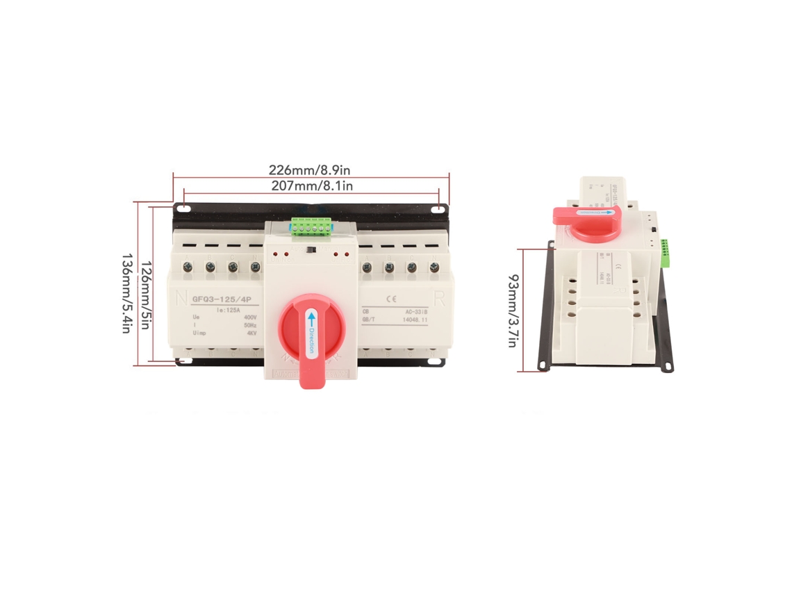 Laxiscreed Interruptor Automático De Transferência 125a Para Duas Fontes De Energia Com Luz Indicadora