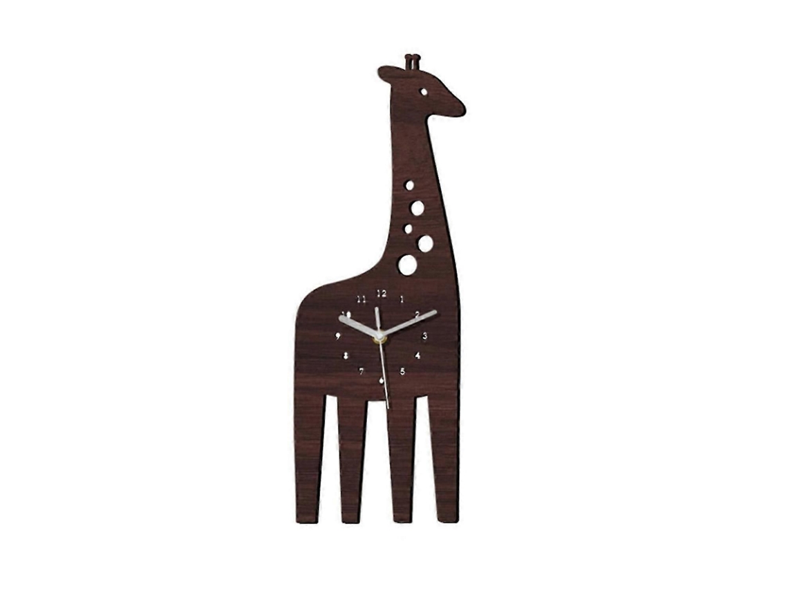 Relógio de Madeira com Girafa, Digital Silencioso Madeira, Decoração Parede para Quarto Infantil Ou Ja Rdim Infância. GOKOCO