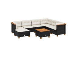 Maison Exclusive - 8 Pcs Conjunto Sofás De Jardim Com Almofadões Vime Pe Preto