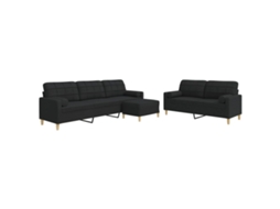 Sofa Set, Sofa Sets Vidaxl Preto Tecido (n/a)