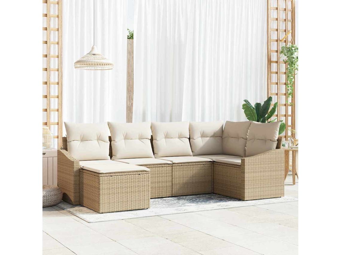 Vidaxl Conjunto De Jantar Para Jardim 6 Unid. Bege E Creme