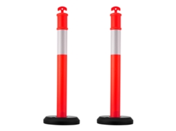 Postes De Trânsito Succebuy 2 Peças 114 Cm Base Recarregável Faixa Refletora, Vermelho