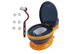 Silla De Treinamento De Banho Para Bebês Com Proteção Anti-salpicos E Dispensador De Papel Higiênico Azul E Amarelo