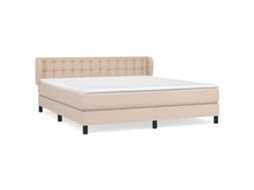 Cama com Molas Couro Artificial Cappuccino MAISON EXCLUSIVE 160x200 cm