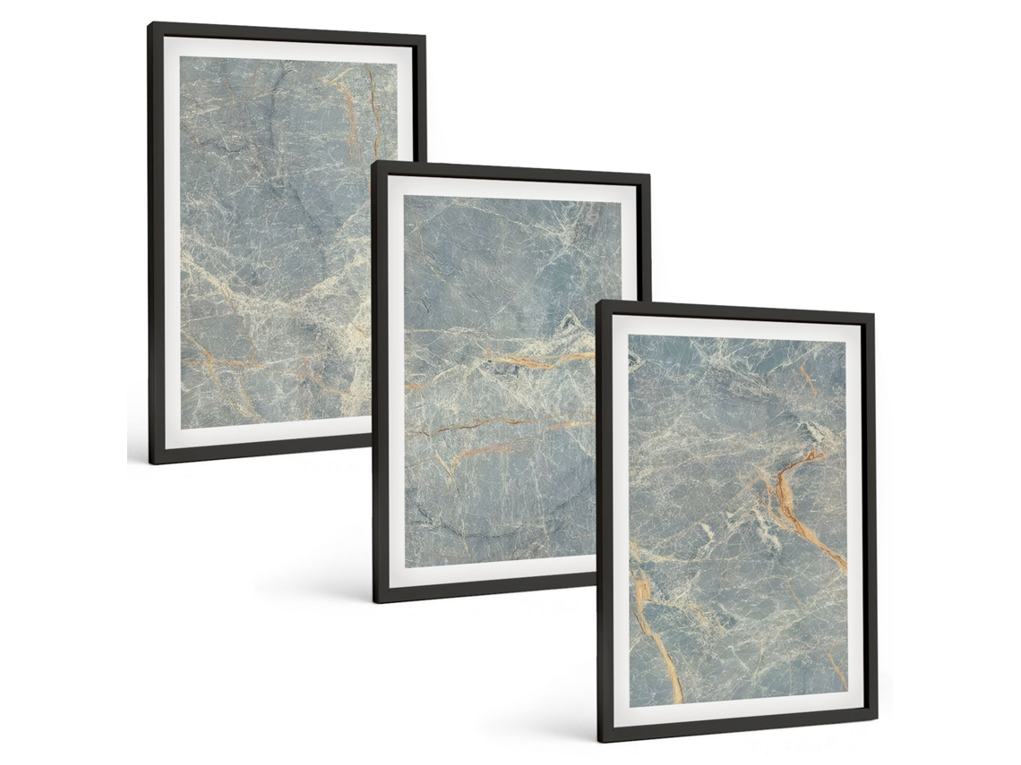 Conjunto De Pinturas Pedra Decorativa De Mármore Verde Espelharte (3 Peças 40x60 Cm)