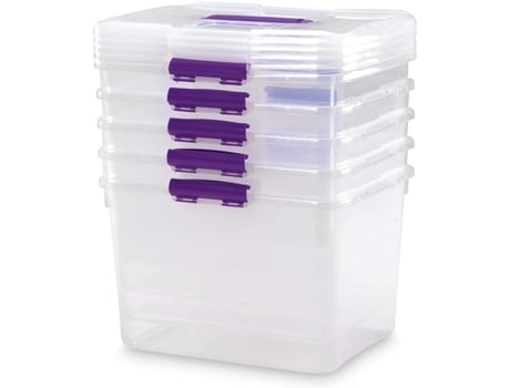 Caixa de Armazenamento Caixa de Plástico Transparente Fechamento com Clipe Resistente Capacidade de 30 Litros COMFORT HOUSE