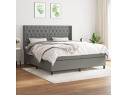 Vidaxl Cama Com Molas/colchão 160x200 Cm Tecido Cinzento-escuro