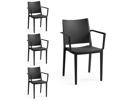Conjunto 4 Cadeiras Mosk com Braços Preto Tensai Furniture