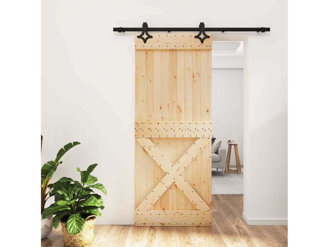 Vidaxl Porta Deslizante Natural E Preto 85 X 210 Cm