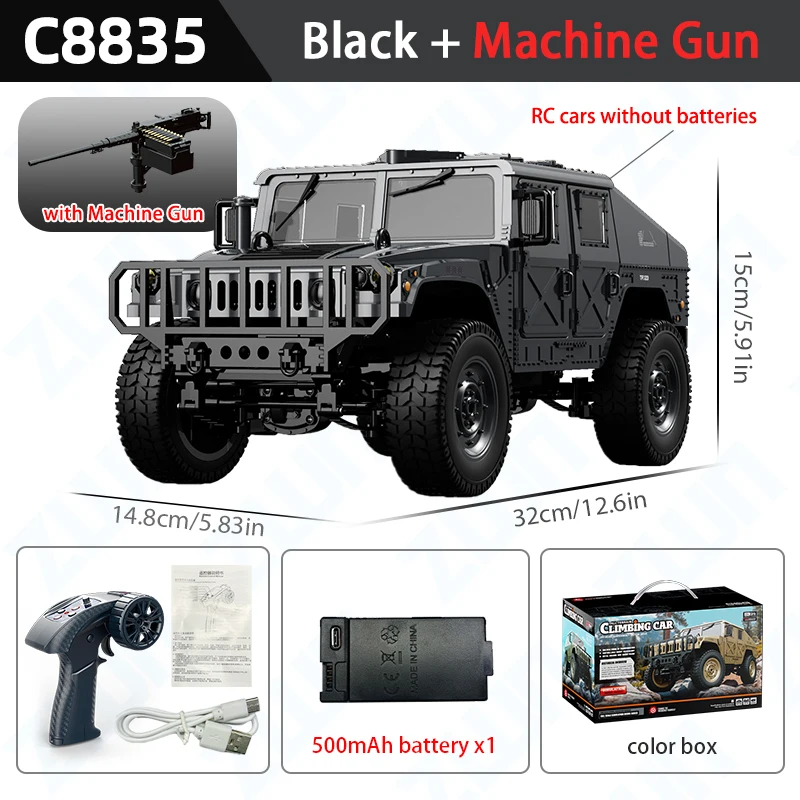 (preto) 1:14, Simulação De Carro De Brinquedo 4wd Off-road Com Controle Remoto 2.4g Para Escalada