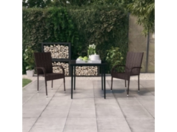 Vidaxl 3 Pcs Conjunto de Jantar para Jardim Castanho e Preto