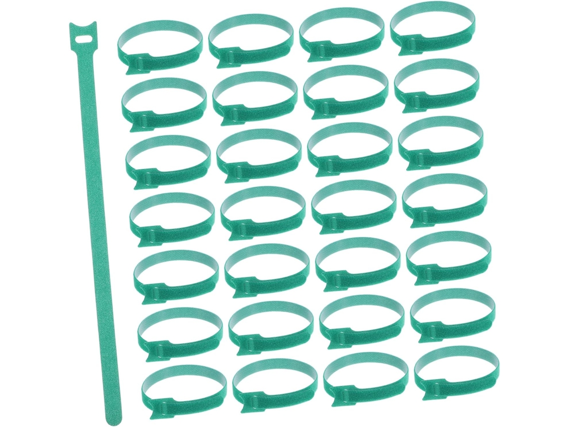 Conjunto de 100 Stobaza Presilhas Cabo Reutilizáveis em Nylon Verde com Fecho Velcro, Fixadores Autotravantes