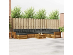 Vidaxl Conjunto De Sofás Para Exterior 9 Unid. Natural E Antracite