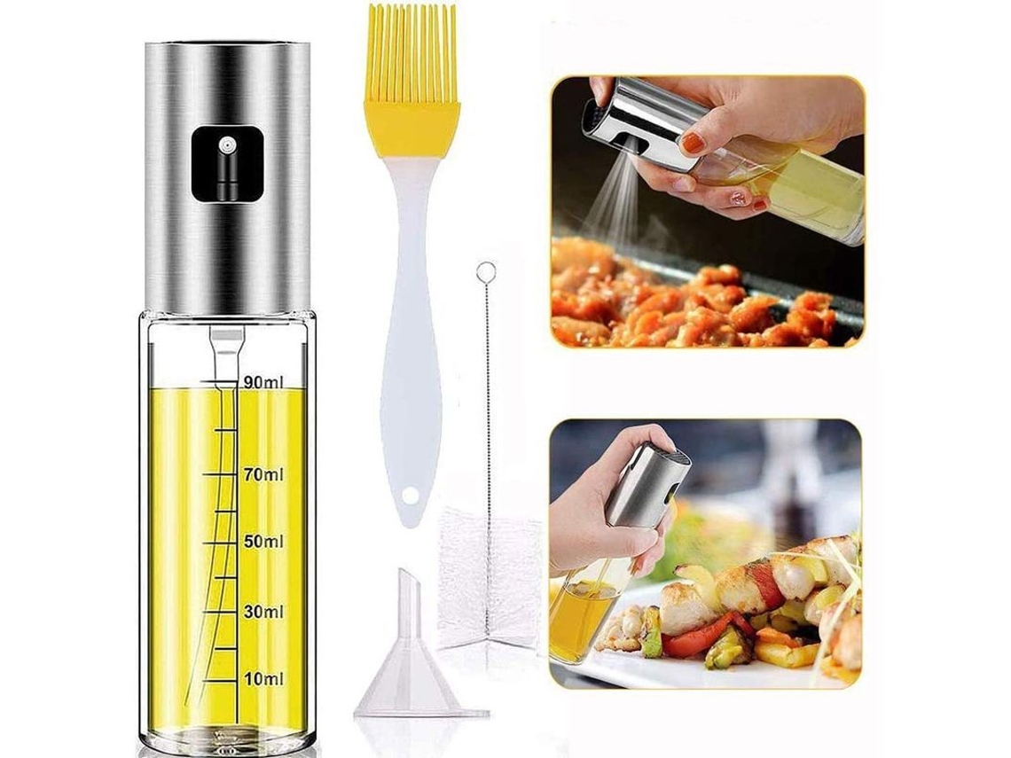 2026 sprayador de Azeite de Oliva 4 em 1 Reutilizável com Pincel, Escova e Funil para Cozinha, Churrasco e Saladas