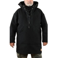 Jaqueta masculina de inverno 2026 com capuz de lã grossa e moletom casual.