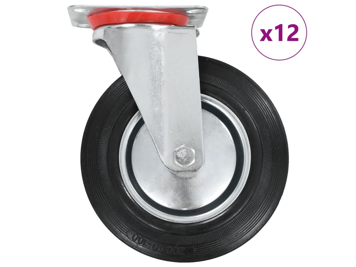 Vidaxl 12 Pcs Rodas Giratórias 200 Mm