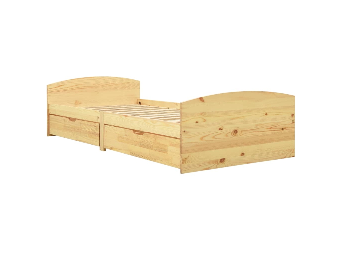 Estrutura de Cama com 2 Gavetas 90x200 cm Pinho Maciço MAISON EXCLUSIVE