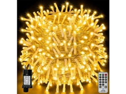 Guirlanda Luminosa 100m 1000 Leds,com Controle Remoto E Timer 8 Modos Para Árvore De Natal Casa Quarto Jardim Btforus (branco Quente)