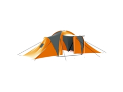 Vidaxl Tenda De Campismo Para 9 Pessoas Tecido Cinzento E Laranja