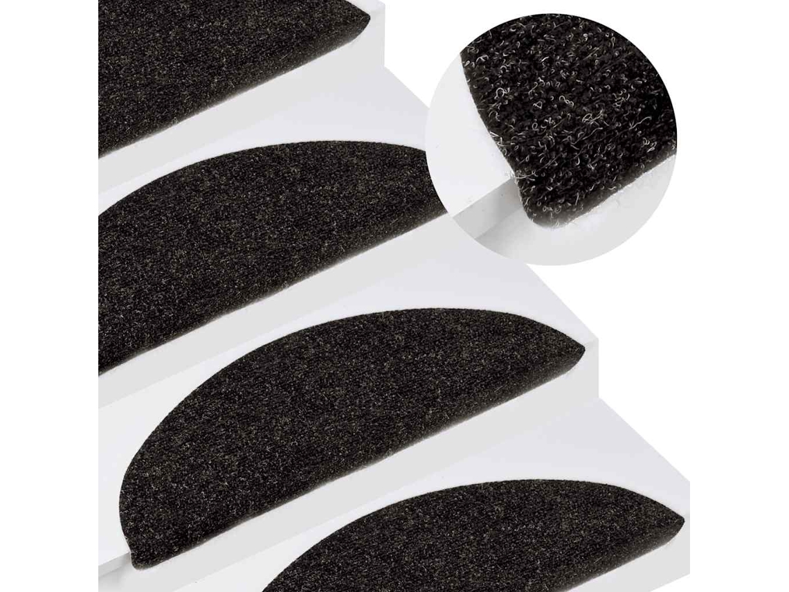 Vidaxl Tapetes De Escada Adesivos 15 Pcs 56x17x3 Cm Antracite