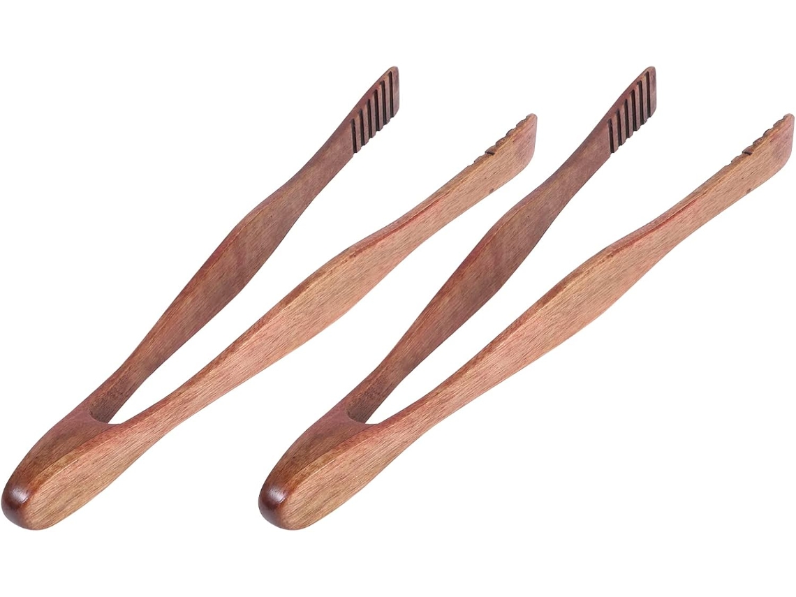 Pinça De Madeira Para Alimentos Pretyzoom, Conjunto De 2 Peças, Com Ótima Aderência E Proteção Contra Calor, Acessórios
