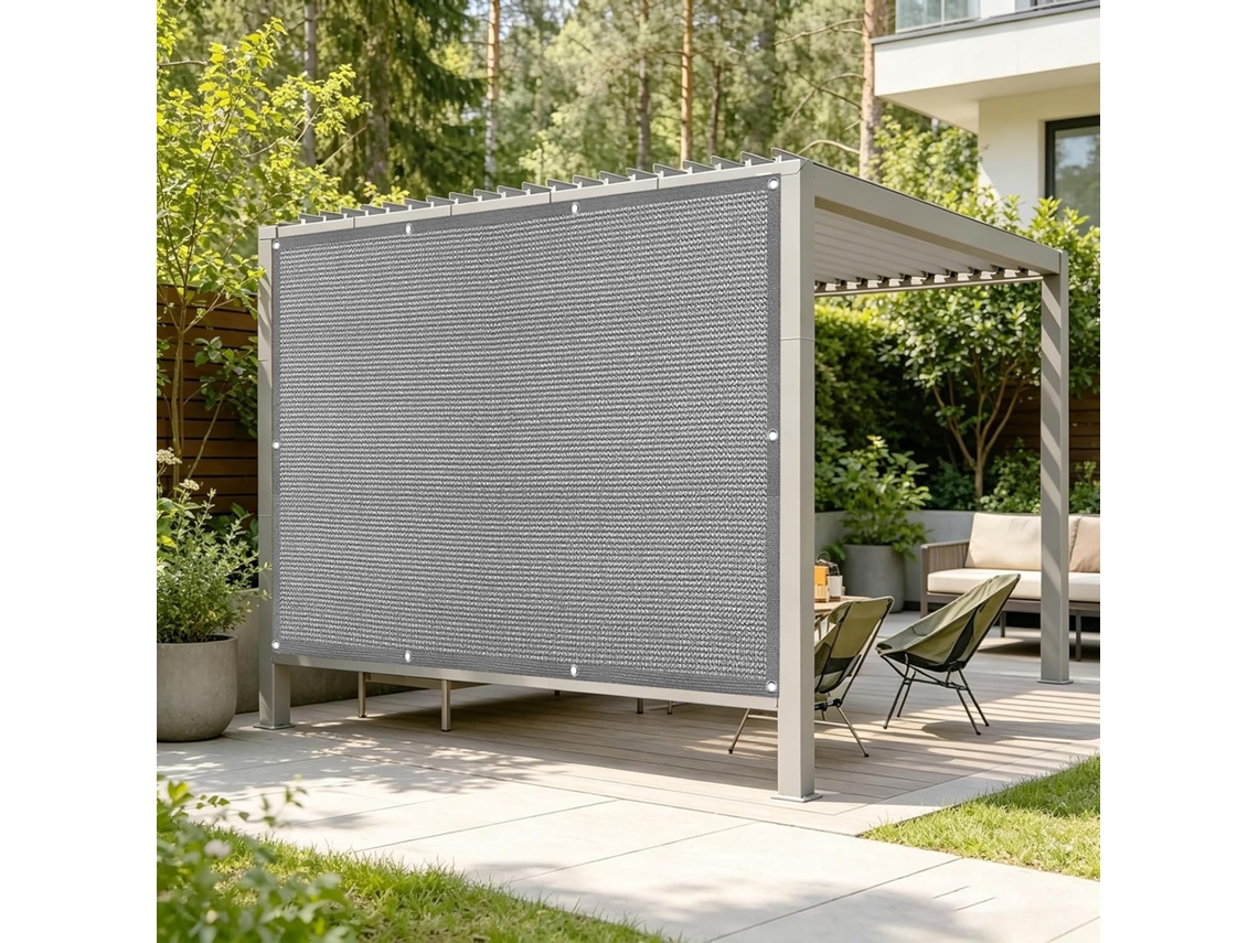 Tela De Privacidade, Guojun, 140 X 340 Cm, Hdpe, Resistente Ao Vento, Aos Raios Uv, Cinza