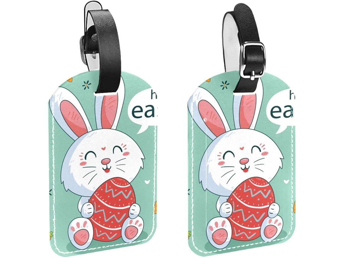 Etiquetas De Bagagem Viagem Com Estampa Páscoa E Coelhinho Fofo Pacote 2 Bolsas, Malas E Mochilas, Com Alça De