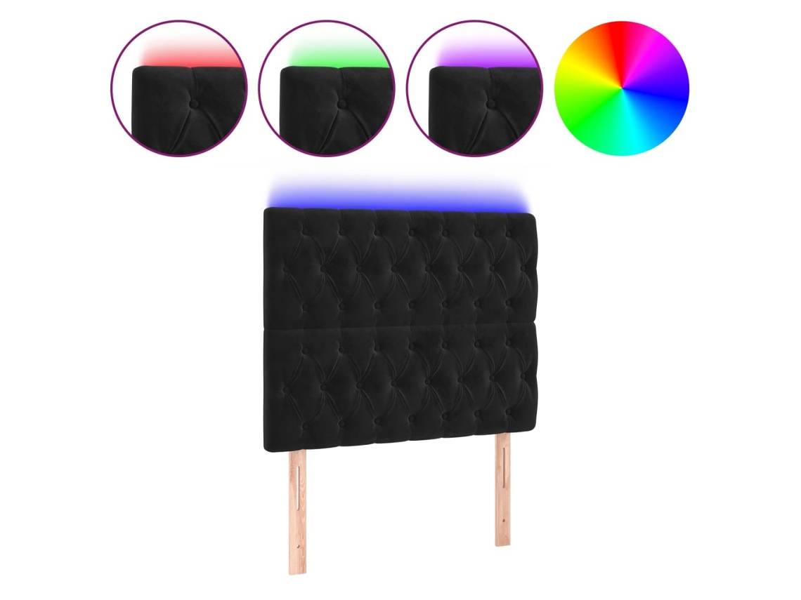 Cabeceira de Cama com Luzes Led Veludo Preto MAISON EXCLUSIVE (100x7x118 cm)