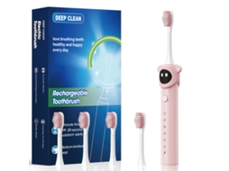 Escova de Dentes Elétrica Infantil, 6 Modos com 4 Cabeças de Reposição. Rosa CZHHMART