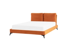 Cama Beliani Melle De Terciopelo Naranja 176x233x98