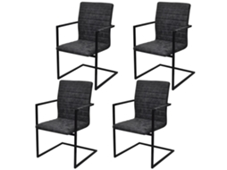 Vidaxl Cadeiras De Jantar Cantilever 4 Pcs Couro Artificial Preto