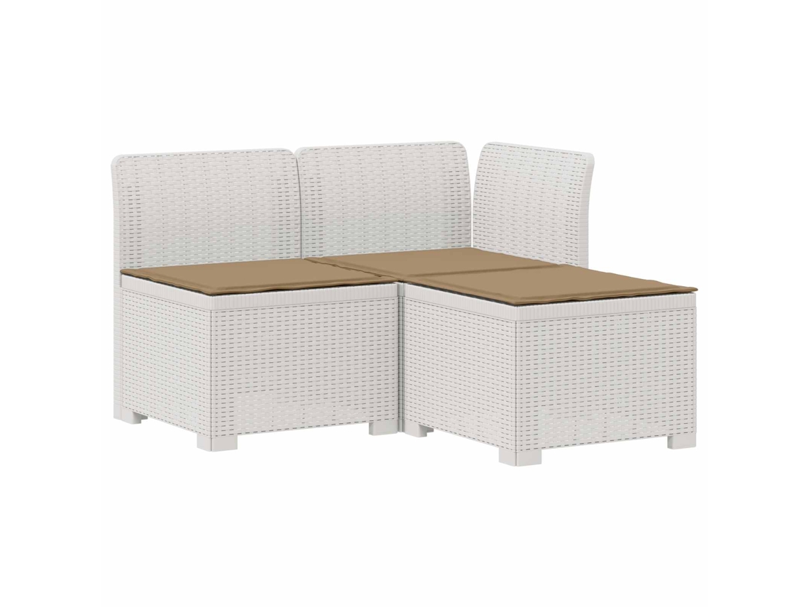 Maison Exclusive - Sofá De Jardim 3 Lugares Com Almofadas Visual Rattan Pp Branco