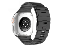 Bracelete para Apple Watch 46/49/45/44mm Silicone Magnético com Pino Único e Relevo de Cavalo Preto XIAOMOYU