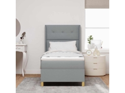 Vidaxl Cama Box com Cabeceira Cinzento claro 90 X 200 Cm Tecido
