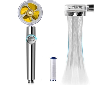 Cabeça de chuveiro com 3 filtros, chuveiro econômico de alta pressão, banheiro, anti calcário, dourado ALOVEZ