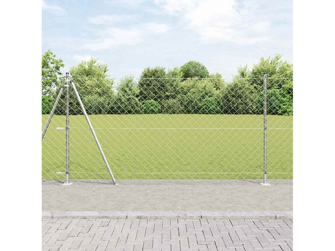 Vidaxl Cerca De Cadeia Com Base De Concreto 10 X 1,2 M Aço Galvanizado