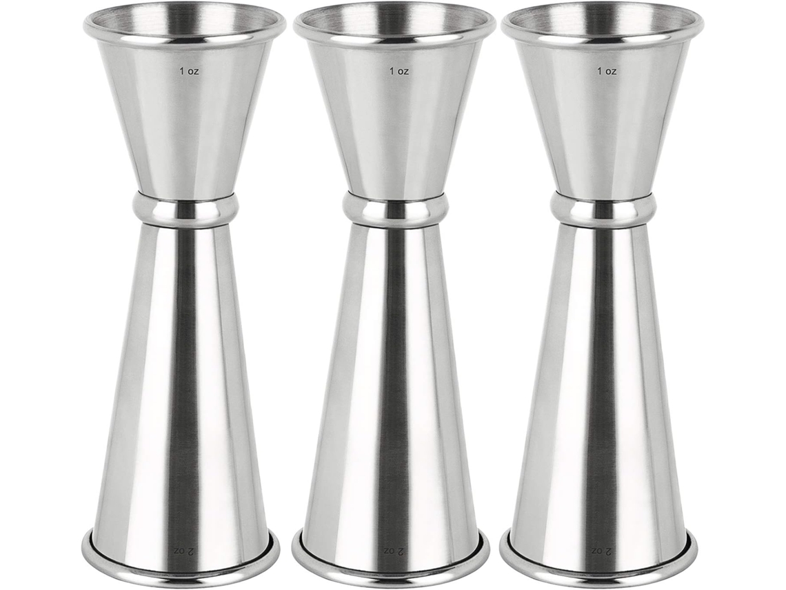 Conjunto De 3 Peças De Medidores Duplos E Medidores De Coquetel Em Aço Inoxidável, 3 Oz X 2 Oz, Utensílios Para Medir Bebidas Alcoólicas.