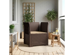 Vidaxl Poltrona 1 Lugar Com Almofada Look Rattan Pp Castanho