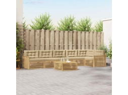 Vidaxl Conjunto De Sofás Para Exterior 7 Unid. Branco E Bege Poliéster