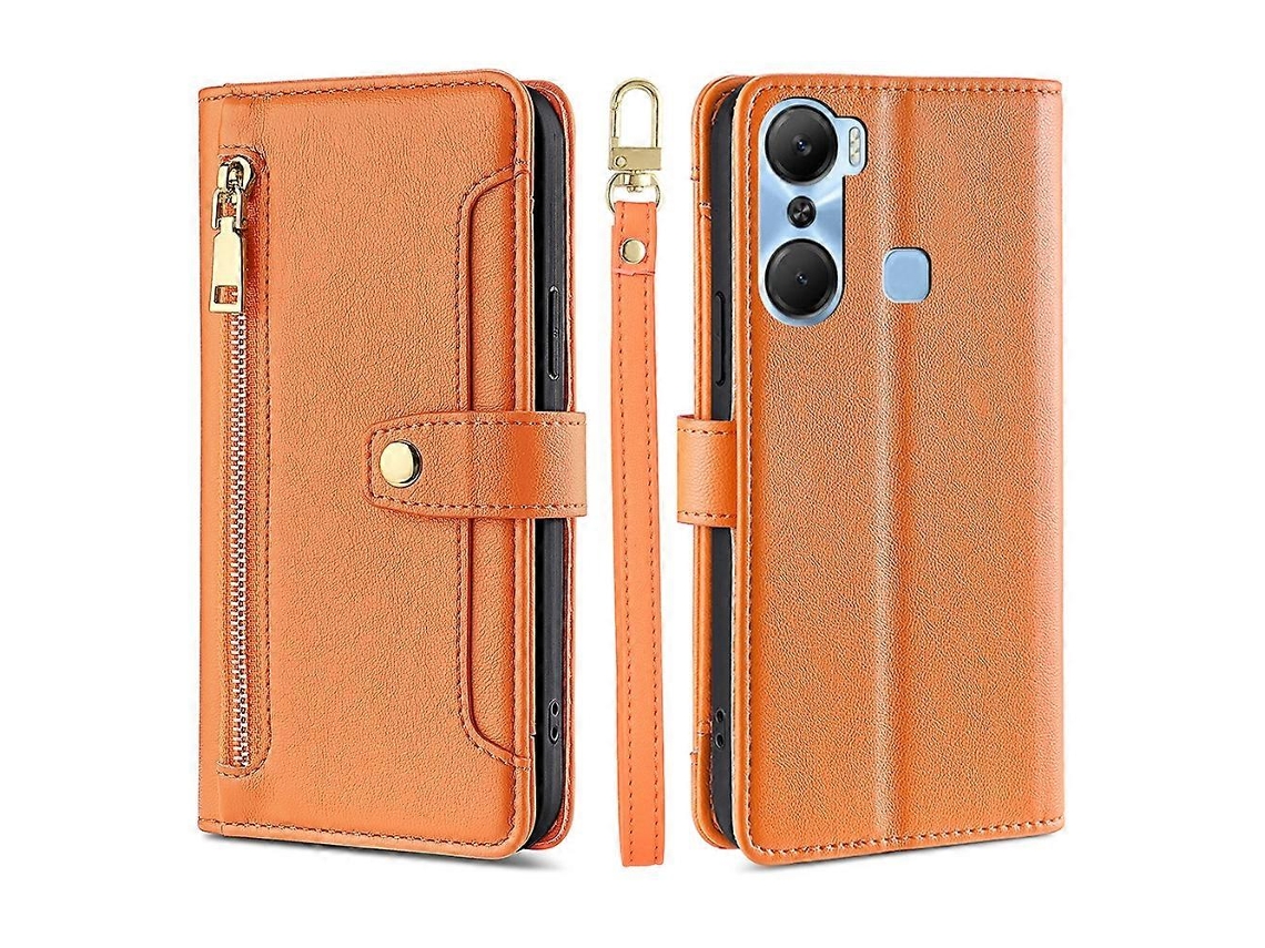 Capa De Celular Carteira Transversal Com Zíper E Textura De Carneiro Para Infinix Hot 12 Pro
